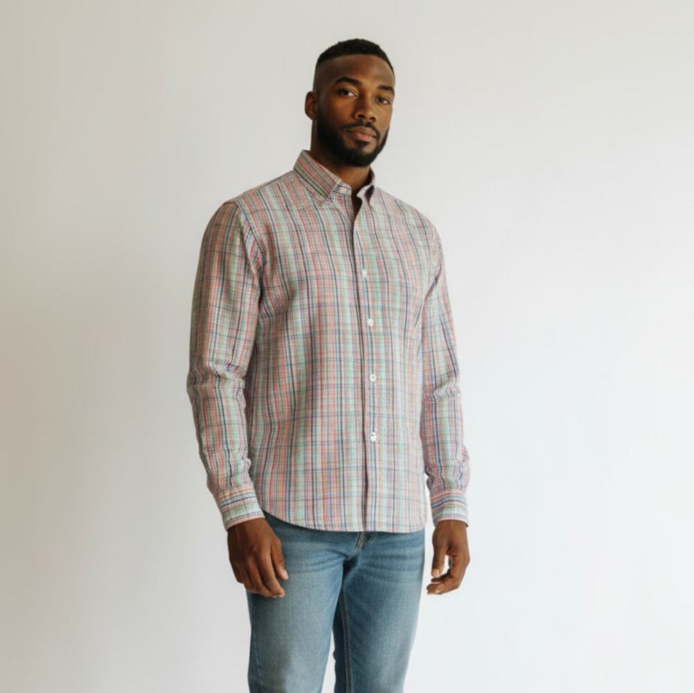 PETER MILLAR Men's Seaside Finish Plaid Button Up Shirt Size XL